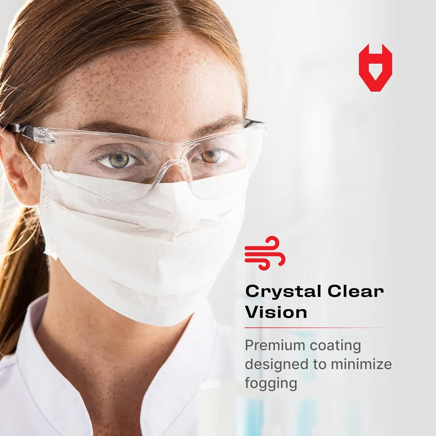 NoCry Lightweight Protective Safety Glasses with ANSI Z87.1 Rated, Clear, Scratch Resistant, Anti Fog Lenses, Suitable for Indoor or Outdoor Use (10 pack)