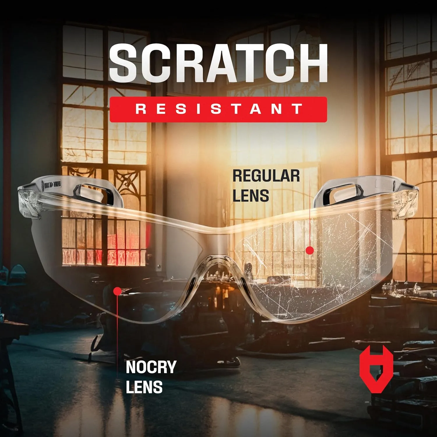 NoCry Lightweight Protective Safety Glasses with ANSI Z87.1 Rated, Clear, Scratch Resistant, Anti Fog Lenses, Suitable for Indoor or Outdoor Use (10 pack)