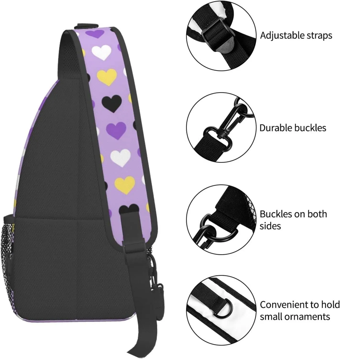 Nonbinary Pride Flag Sling Backpack Multipurpose Chest Bag Hiking Travel Daypack Crossbody Shoulder Bag Outdoor