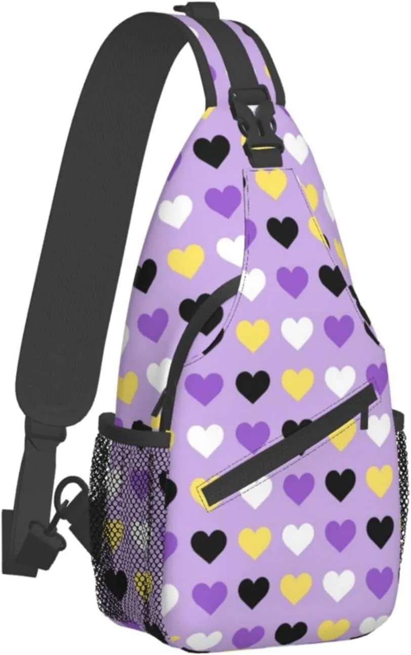 Nonbinary Pride Flag Sling Backpack Multipurpose Chest Bag Hiking Travel Daypack Crossbody Shoulder Bag Outdoor