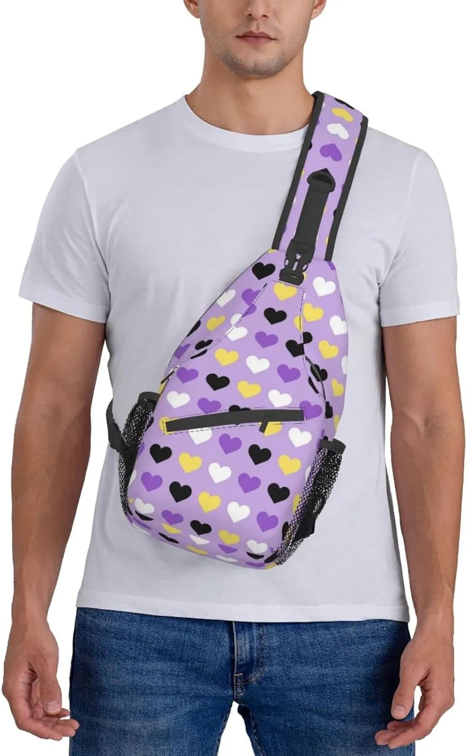 Nonbinary Pride Flag Sling Backpack Multipurpose Chest Bag Hiking Travel Daypack Crossbody Shoulder Bag Outdoor