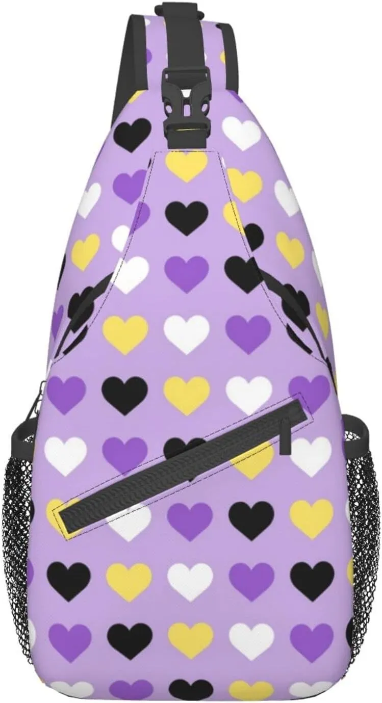 Nonbinary Pride Flag Sling Backpack Multipurpose Chest Bag Hiking Travel Daypack Crossbody Shoulder Bag Outdoor