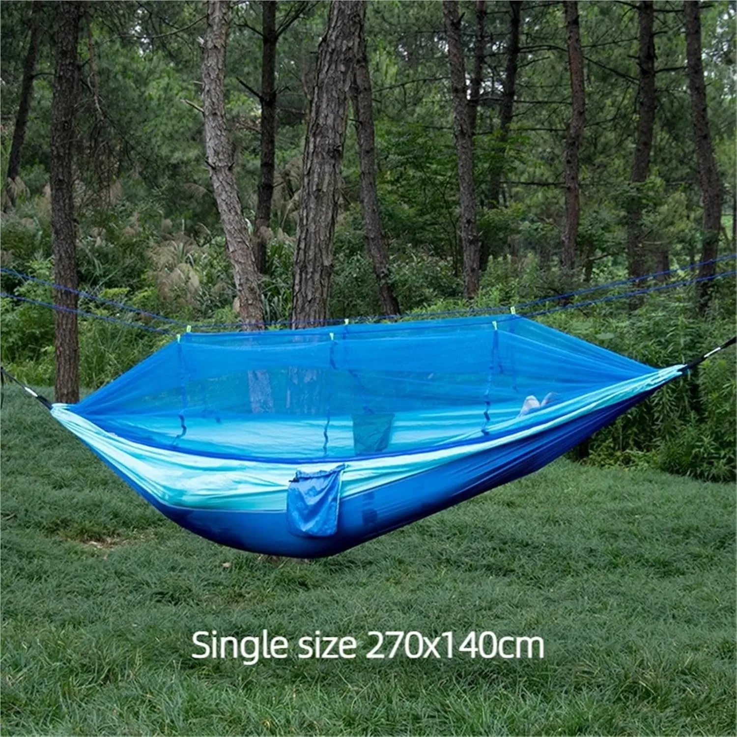 Nylon Fabric Portable Travel Outdoor Camping Hanging Sleeping Hammock with Mosquito Net(Brown,Small)
