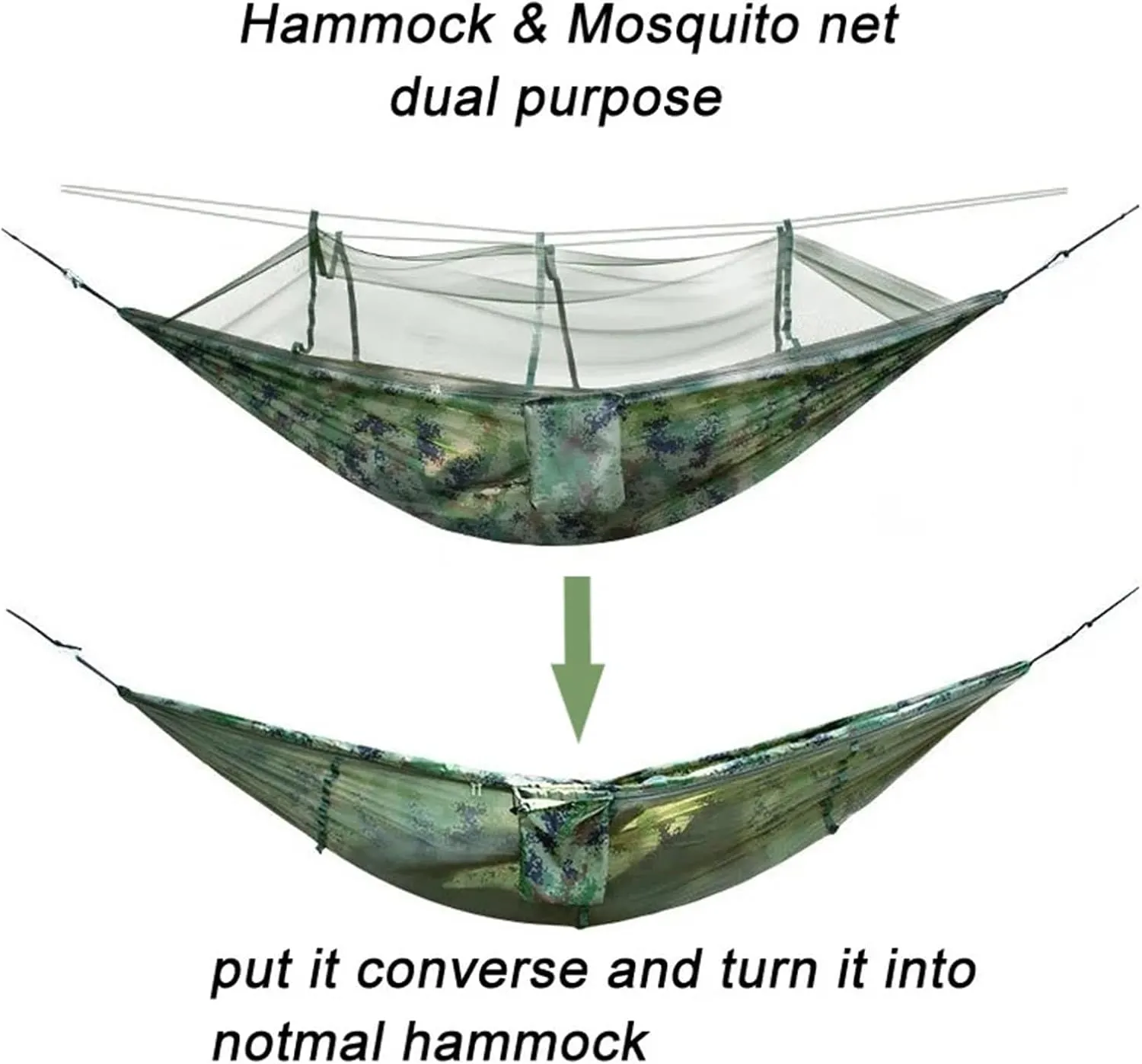 Nylon Fabric Portable Travel Outdoor Camping Hanging Sleeping Hammock with Mosquito Net(Brown,Small)