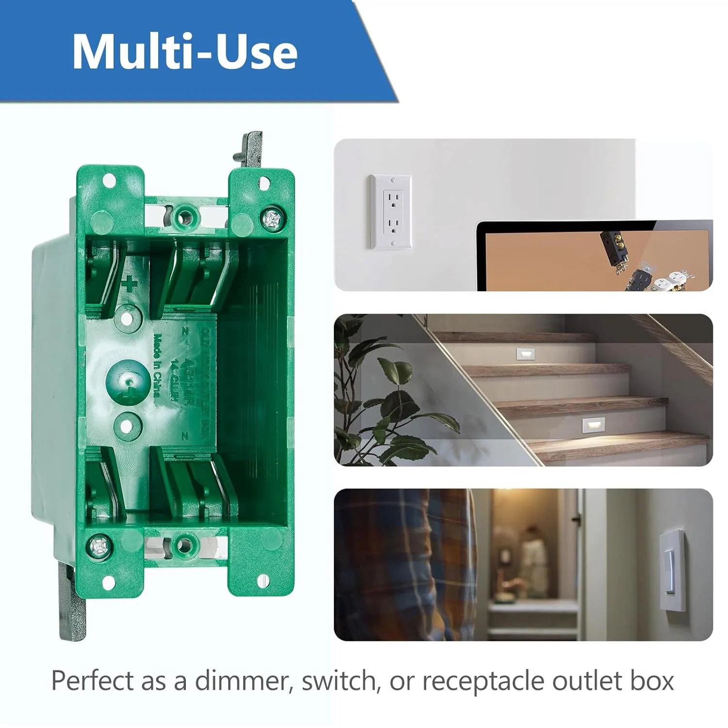 Old Work Box 1 Gang Electrical Outlet Boxes - Remodel PVC Receptacle, UL Listed, 12 Pack