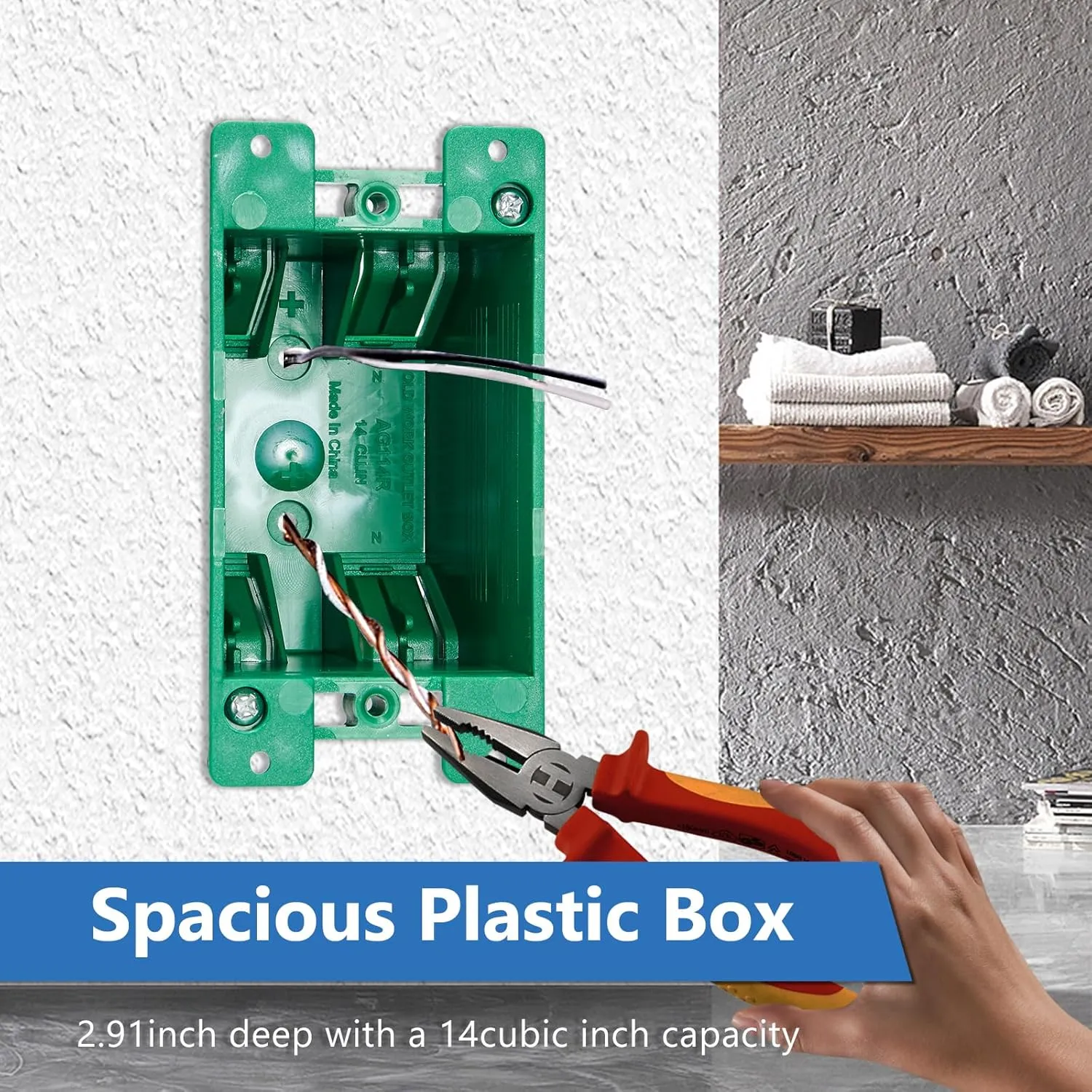 Old Work Box 1 Gang Electrical Outlet Boxes - Remodel PVC Receptacle, UL Listed, 12 Pack