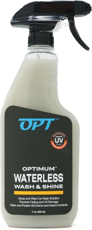Optimum Waterless Wash and Shine - New Spray Waterless Car Wash with UV Protection, Interior and Exterior Car Cleaning Spray (17 oz.)