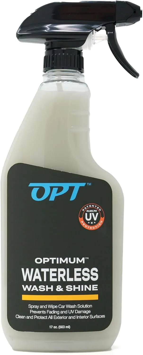 Optimum Waterless Wash and Shine - New Spray Waterless Car Wash with UV Protection, Interior and Exterior Car Cleaning Spray (17 oz.)