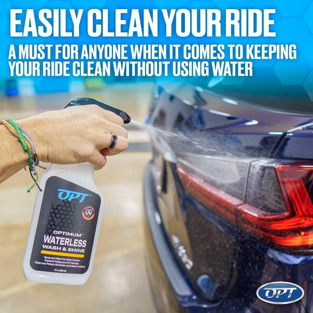 Optimum Waterless Wash and Shine - New Spray Waterless Car Wash with UV Protection, Interior and Exterior Car Cleaning Spray (17 oz.)