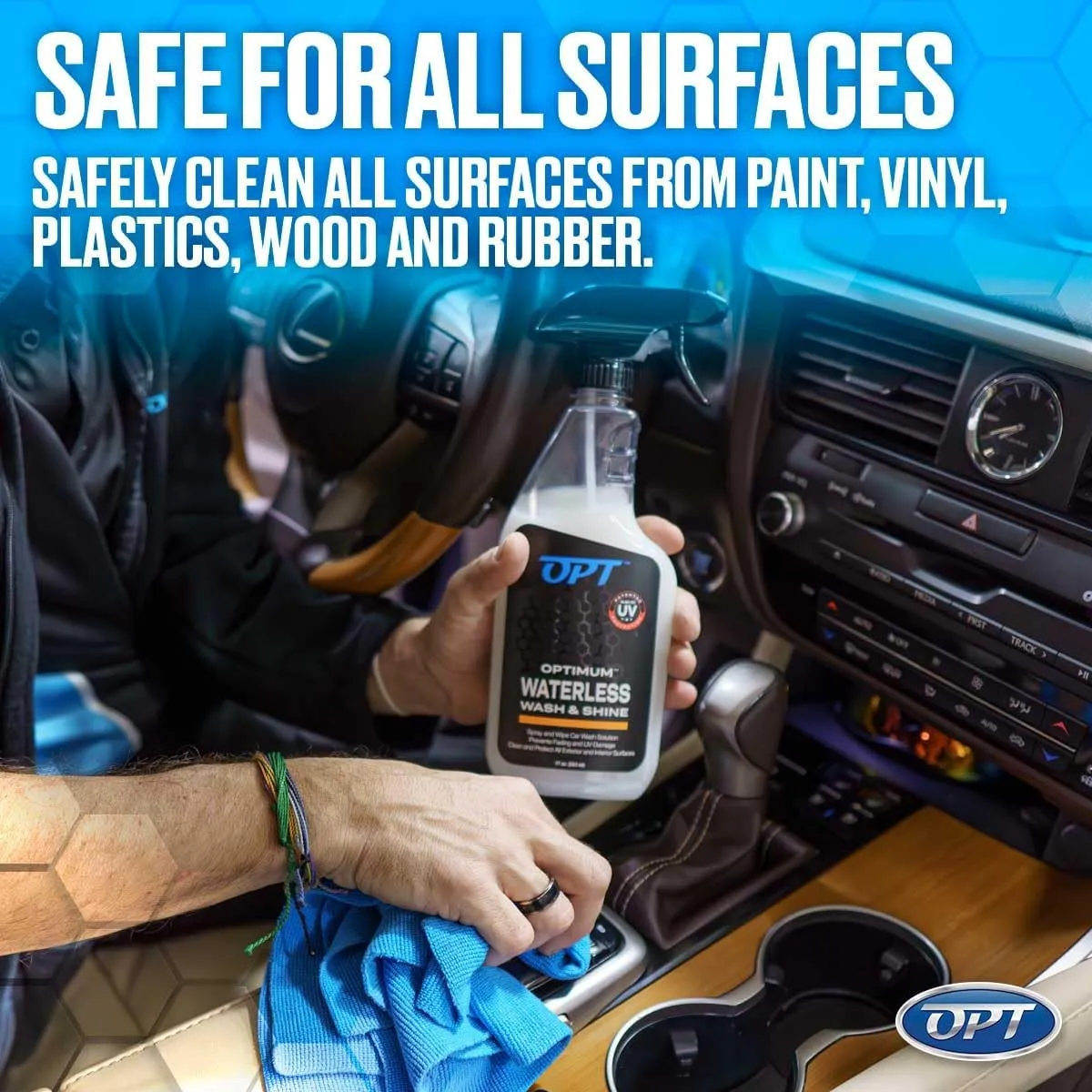 Optimum Waterless Wash and Shine - New Spray Waterless Car Wash with UV Protection, Interior and Exterior Car Cleaning Spray (17 oz.)