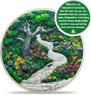 Original Spring Sobriety Coin - Recovery Seasonal Landscapes AA Coins - Rebirth NA AA Chips and Medallions - Clean and Sober Narcotics Alcoholics Anonymous Gifts for Men Women