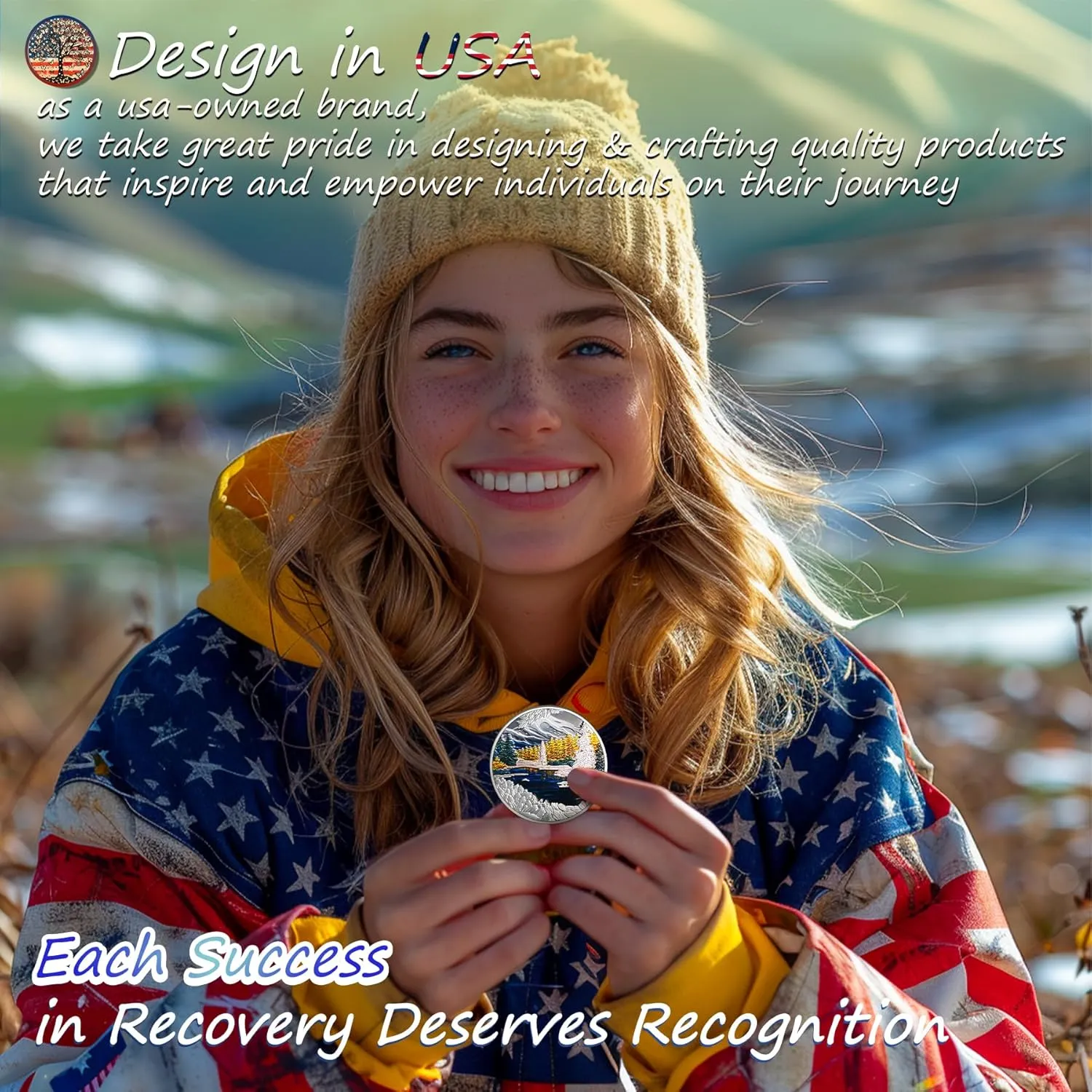 Original Wintter Sobriety Coin - Recovery Seasonal Landscapes AA Coins - Peacful NA AA Chips and Medallions - Clean and Sober Narcotics Alcoholics Anonymous Gifts for Men Women