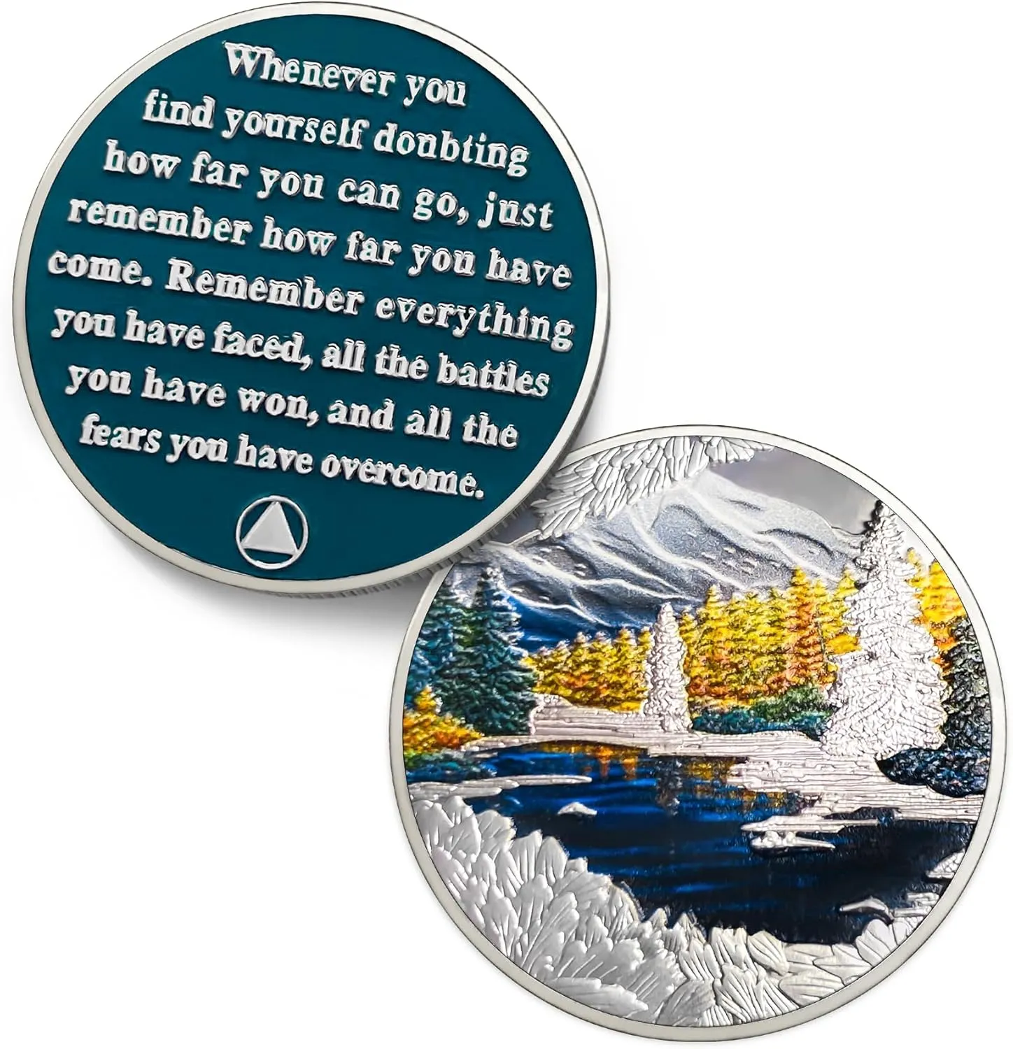 Original Wintter Sobriety Coin - Recovery Seasonal Landscapes AA Coins - Peacful NA AA Chips and Medallions - Clean and Sober Narcotics Alcoholics Anonymous Gifts for Men Women