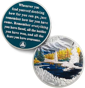 Original Wintter Sobriety Coin - Recovery Seasonal Landscapes AA Coins - Peacful NA AA Chips and Medallions - Clean and Sober Narcotics Alcoholics Anonymous Gifts for Men Women