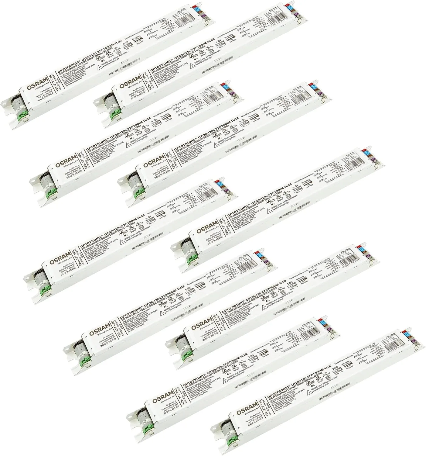 OSRAM 10 Pack 57431 Optotronic 20W 120/277V AC 50/60Hz Constant Current Dimmable LED Driver OTi 20/120-277/700 DIM-1 L G2