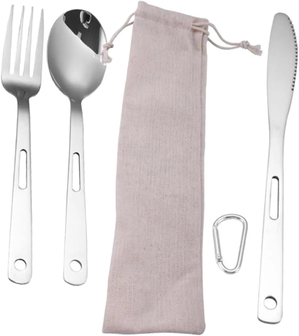 Outdoor Camping Accessories 5 Piece Stainless Steel Cutlery Compact Durable and Reusable Tableware for Travel