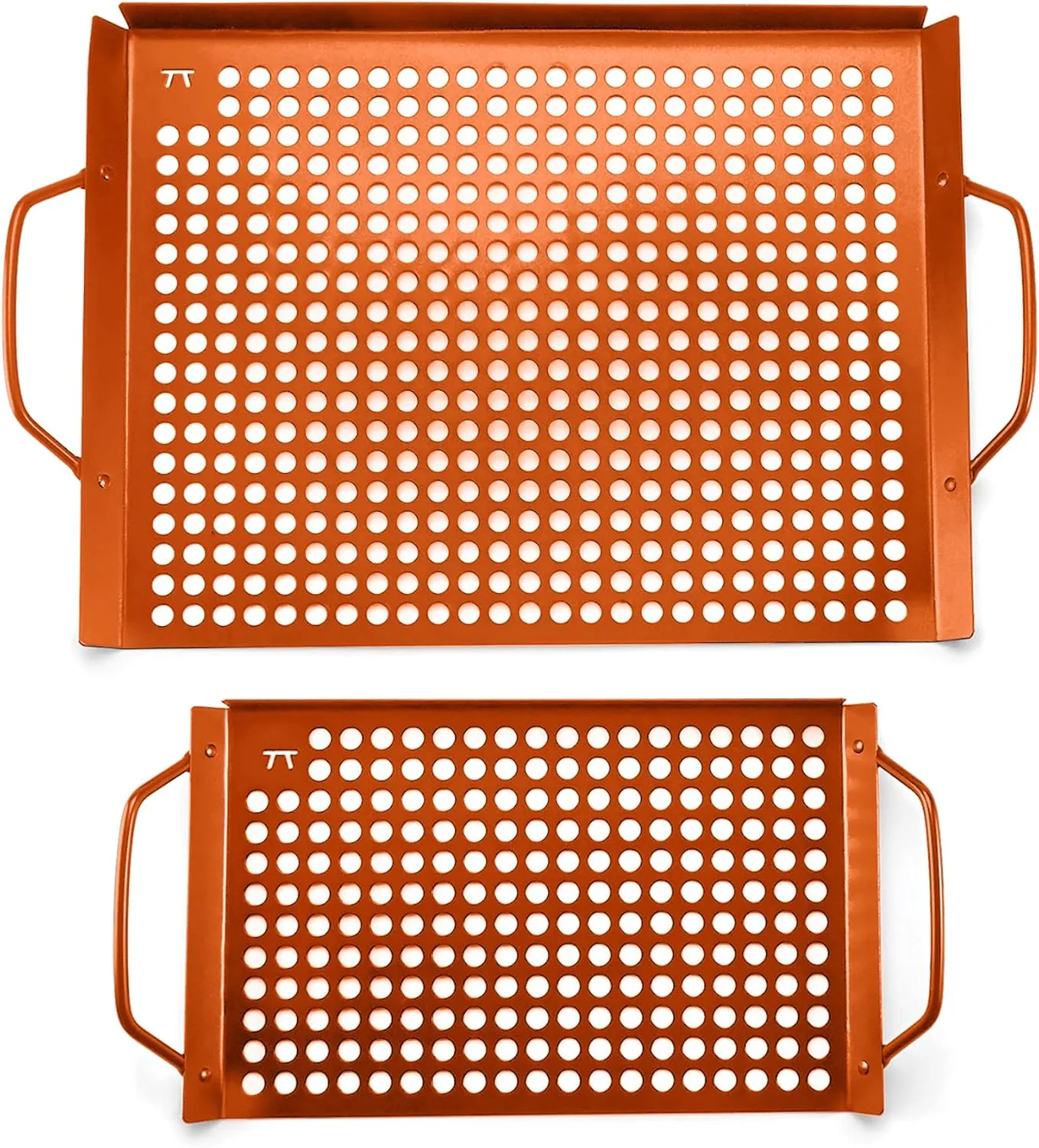 Outset QN76 Copper Grid Set Non-Stick Grilling Tray, Set of 2, 7" x 11" and 14" x 11"