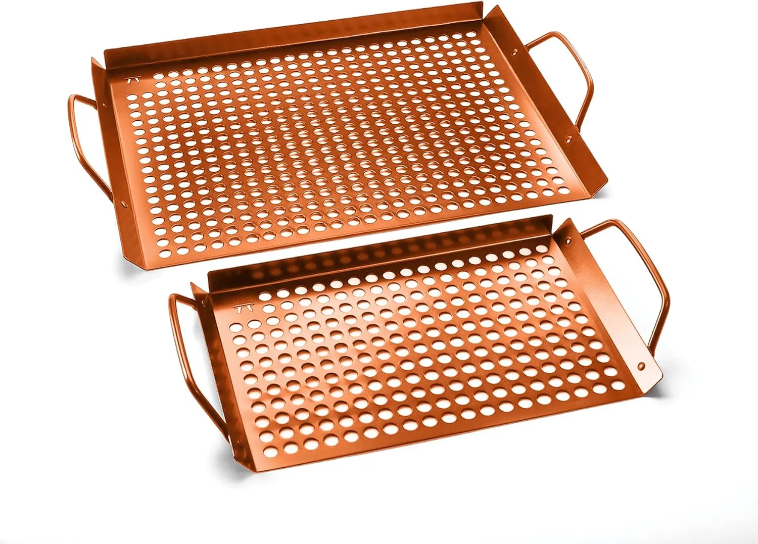 Outset QN76 Copper Grid Set Non-Stick Grilling Tray, Set of 2, 7" x 11" and 14" x 11"