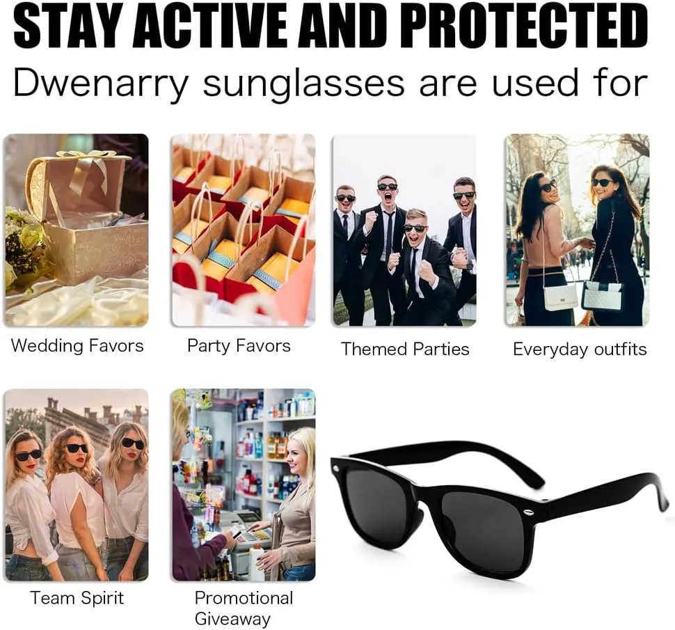 Party Sunglasses Bulk - Adult Retro Plastic Pack of 12 Vintage Sunglasses for Men Women - Party Favors