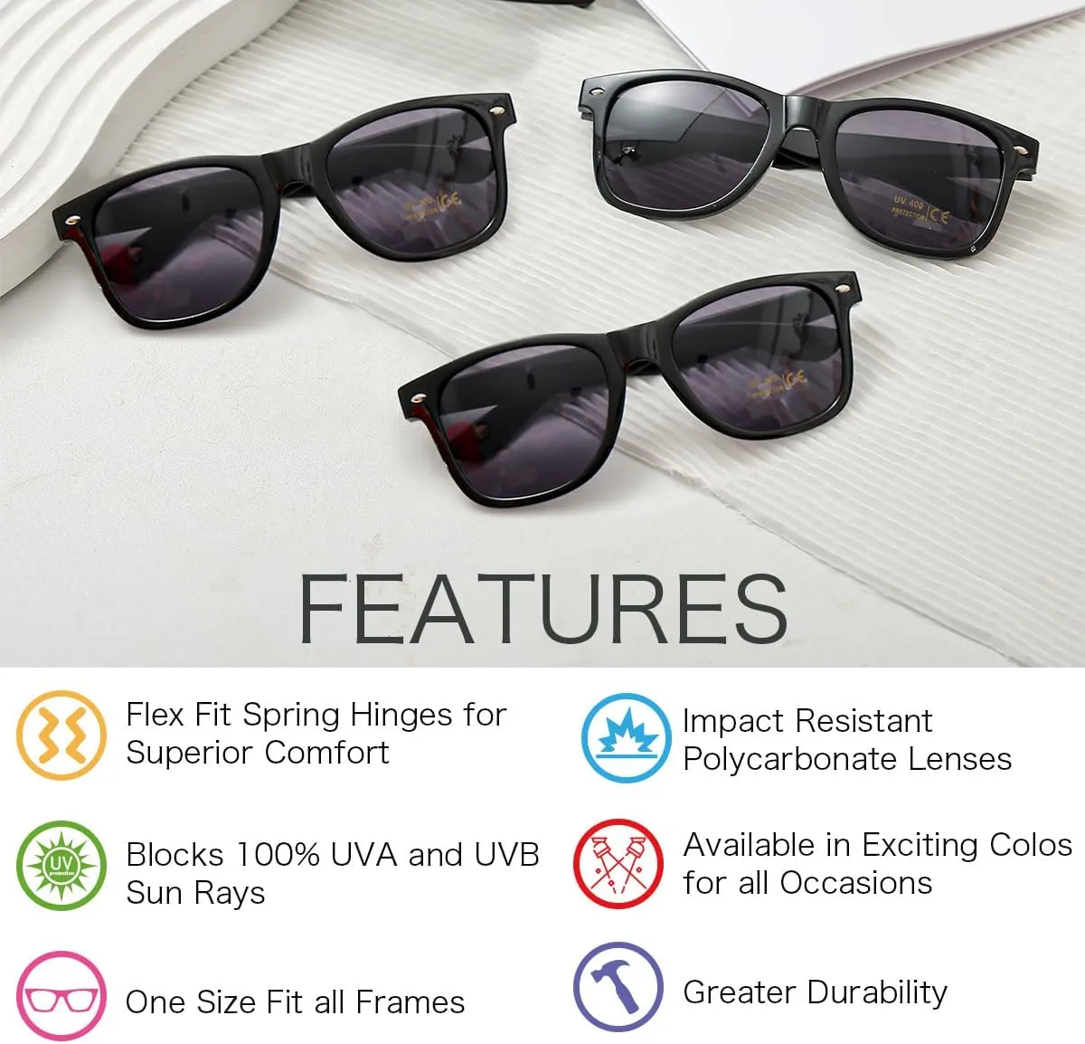 Party Sunglasses Bulk - Adult Retro Plastic Pack of 12 Vintage Sunglasses for Men Women - Party Favors