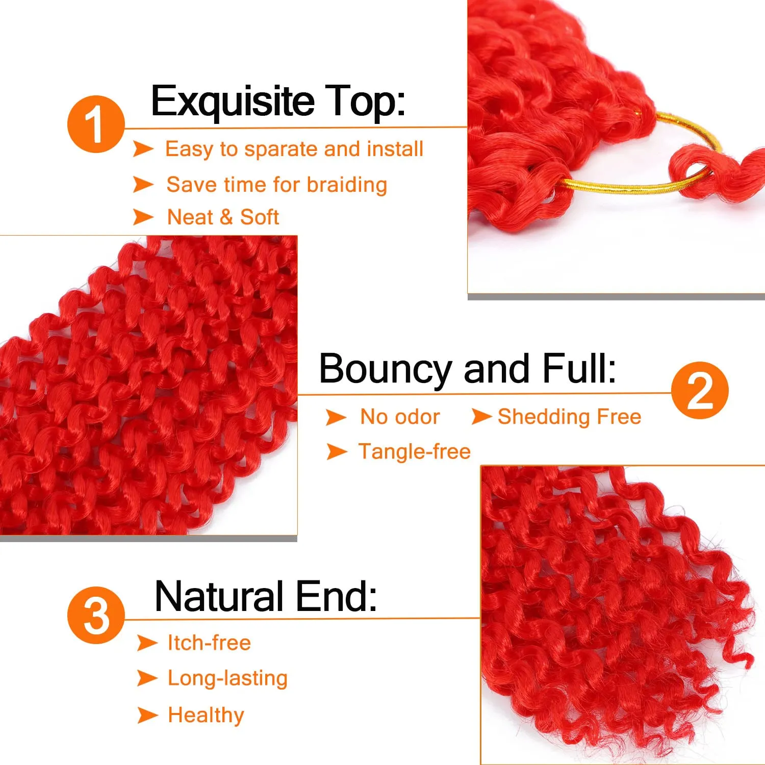 Passion Twist Hair 18 Inch 6 Packs Water Wave Crochet Hair for Passion Twists Long Bohemian Braiding Protective Style Hair Extensions, Tangle Free, No odor, Skin Friendly (18 Inch 6 Packs, Red#)