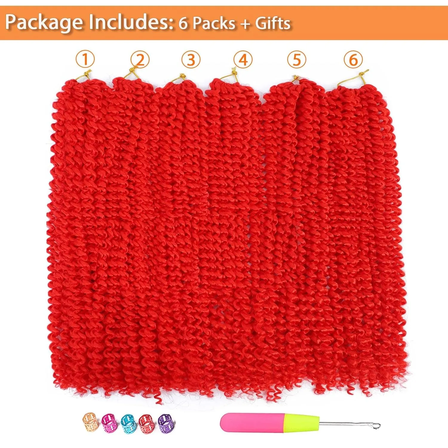 Passion Twist Hair 18 Inch 6 Packs Water Wave Crochet Hair for Passion Twists Long Bohemian Braiding Protective Style Hair Extensions, Tangle Free, No odor, Skin Friendly (18 Inch 6 Packs, Red#)