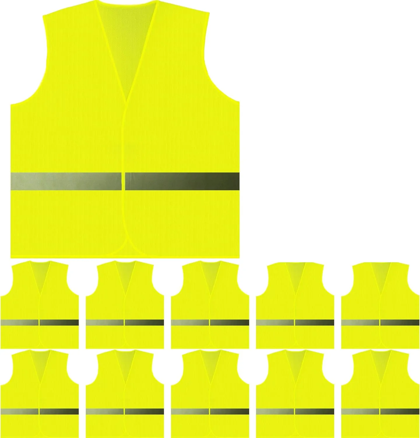 PeerBasics, 10 Pack Child 360 Degree Safety Vest Yellow, Reflective High Visibility Silver Strip, Boys & Girls, Work, Cycling, Runner, Crossing Guard, Road, for Kids