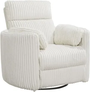 Pemberly Row Contemporary Fabric Swivel Glider Recliner in Ivory