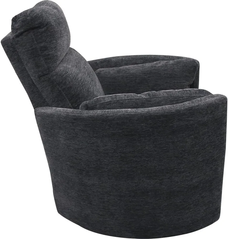 Pemberly Row Polyester Fabric Power Swivel Glider Recliner in Black