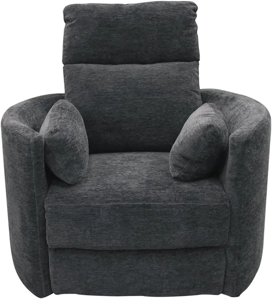 Pemberly Row Polyester Fabric Power Swivel Glider Recliner in Black