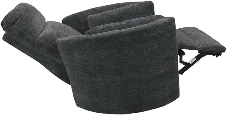Pemberly Row Polyester Fabric Power Swivel Glider Recliner in Black