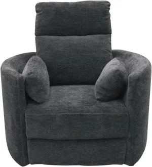 Pemberly Row Polyester Fabric Power Swivel Glider Recliner in Black