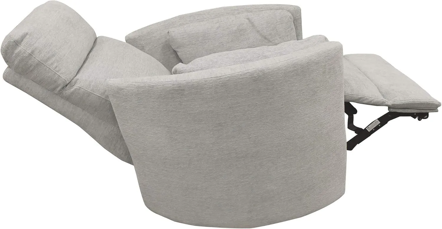 Pemberly Row Polyester Power Swivel Glider Recliner in Mineral White