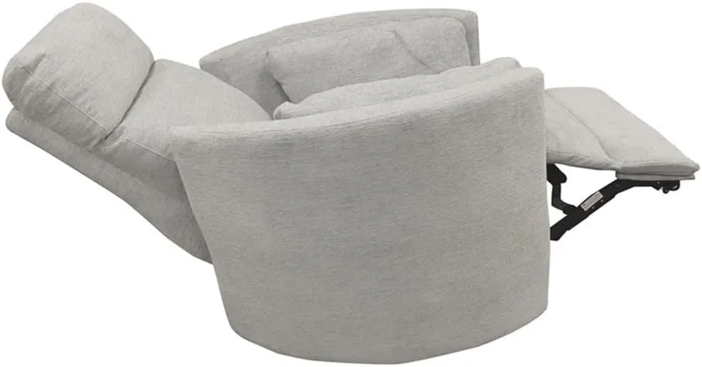 Pemberly Row Polyester Power Swivel Glider Recliner in Mineral White