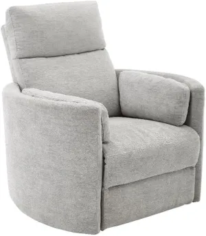 Pemberly Row Polyester Power Swivel Glider Recliner in Mineral White