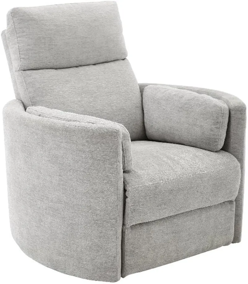 Pemberly Row Polyester Power Swivel Glider Recliner in Mineral White