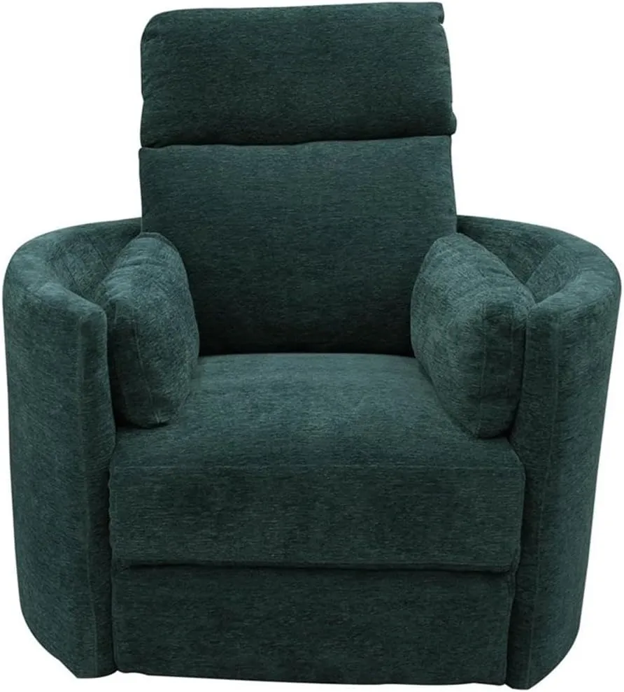 Pemberly Row Polyester Power Swivel Glider Recliner in Peacock Blue