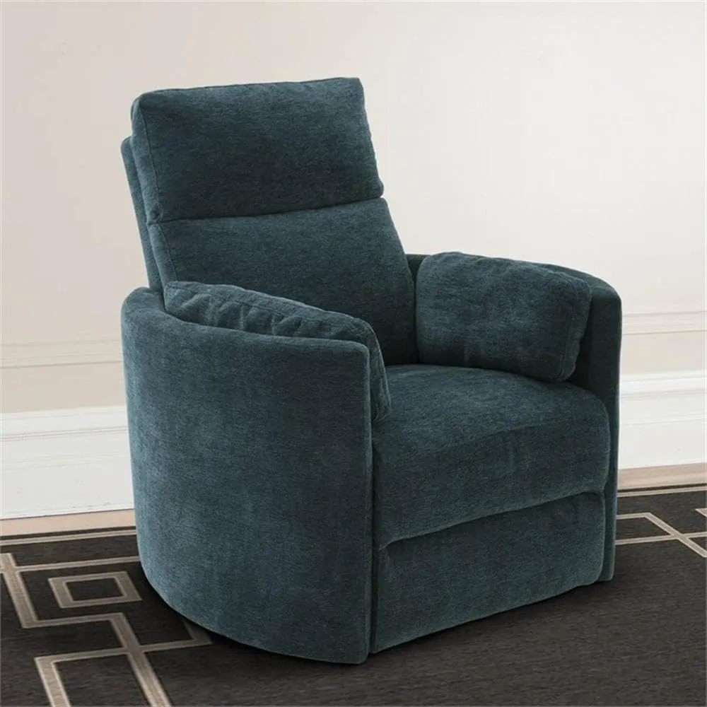 Pemberly Row Polyester Power Swivel Glider Recliner in Peacock Blue