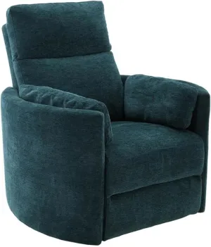 Pemberly Row Polyester Power Swivel Glider Recliner in Peacock Blue