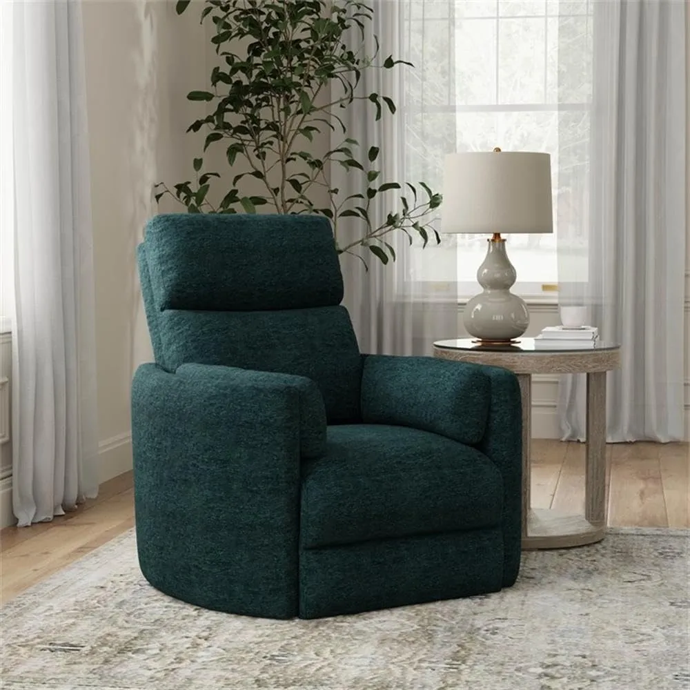 Pemberly Row Polyester Power Swivel Glider Recliner in Peacock Blue