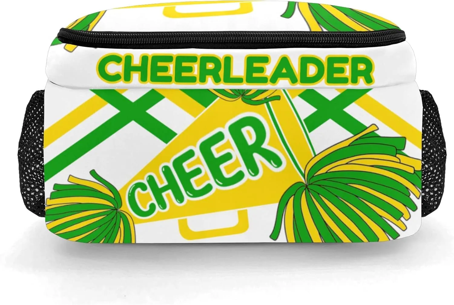 Personalized Name Cheerleaders Backpack Name Casual Bag Daypack for Women Men Camping Hiking Pom Cheer Green Gold Yellow