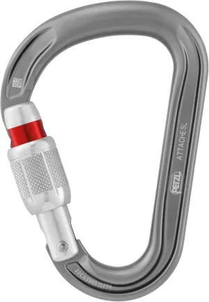 PETZL Attache Locking pear-Shaped Carabiner with Round-Stock Basket, Screw-Lock, Grey