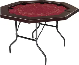 PEXMOR Foldable Poker Table, 8 Player Octagonal Folding Texas Holdem Blackjack Table w/Casino-Grade Felt, Water-Resistant Cushioned Rail, 8 Cup Holders, Portable Collapsible Legs Casino Game Table