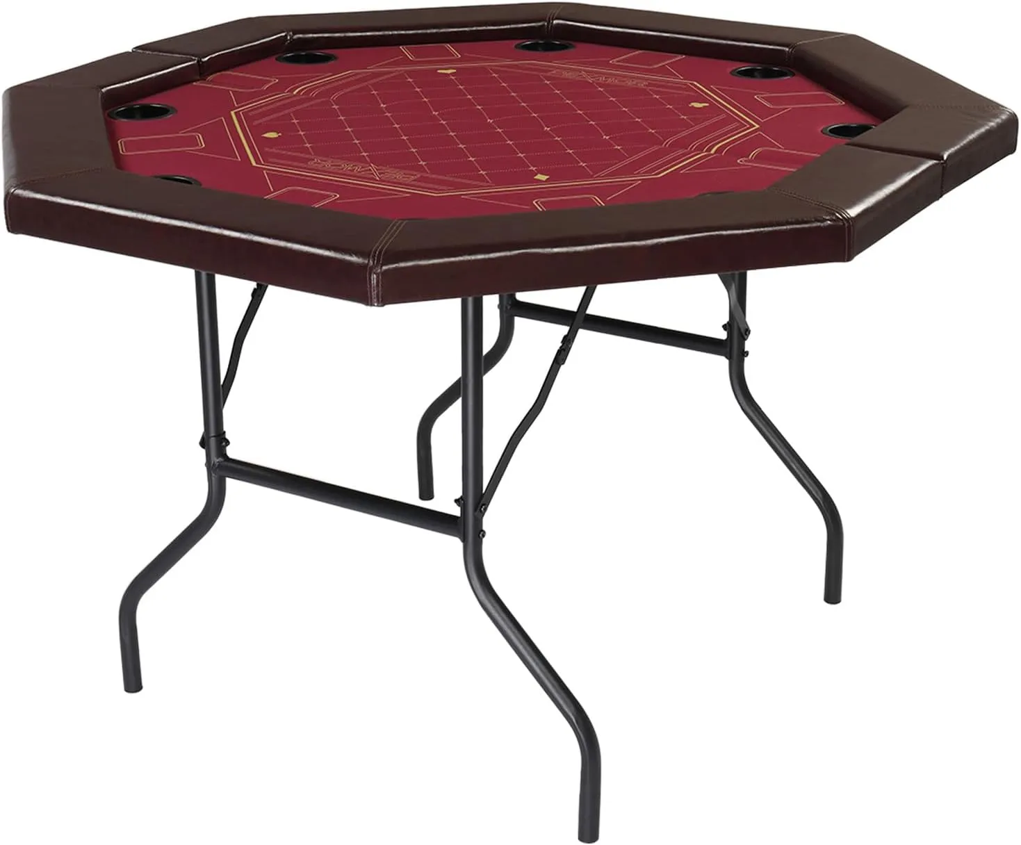 PEXMOR Foldable Poker Table, 8 Player Octagonal Folding Texas Holdem Blackjack Table w/Casino-Grade Felt, Water-Resistant Cushioned Rail, 8 Cup Holders, Portable Collapsible Legs Casino Game Table