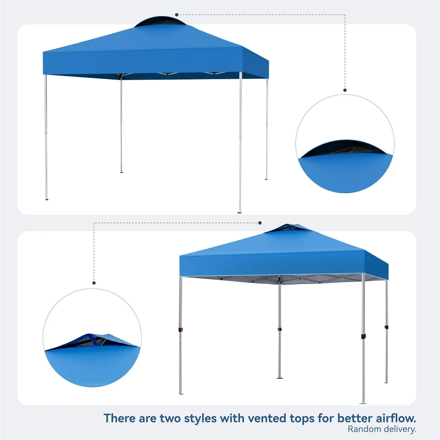 PHI VILLA Pop-up Canopy 10x10 Patio Tent Instant Gazebo Canopy with Wheeled Bag, Portable Lightweight Folding w/Adjustable Height,Blue