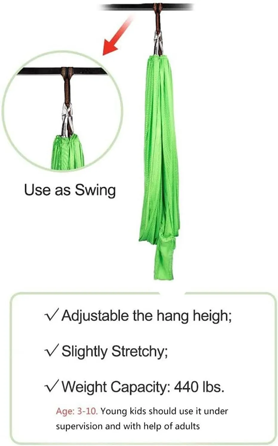 Physical Therapy Swing for Kids Autism, Adjustable Breathable Cuddle Hammock Indoor- Has A Calming Effect On Children (Hanging Hardware Included), Up to 440 Lbs (200 Kg)