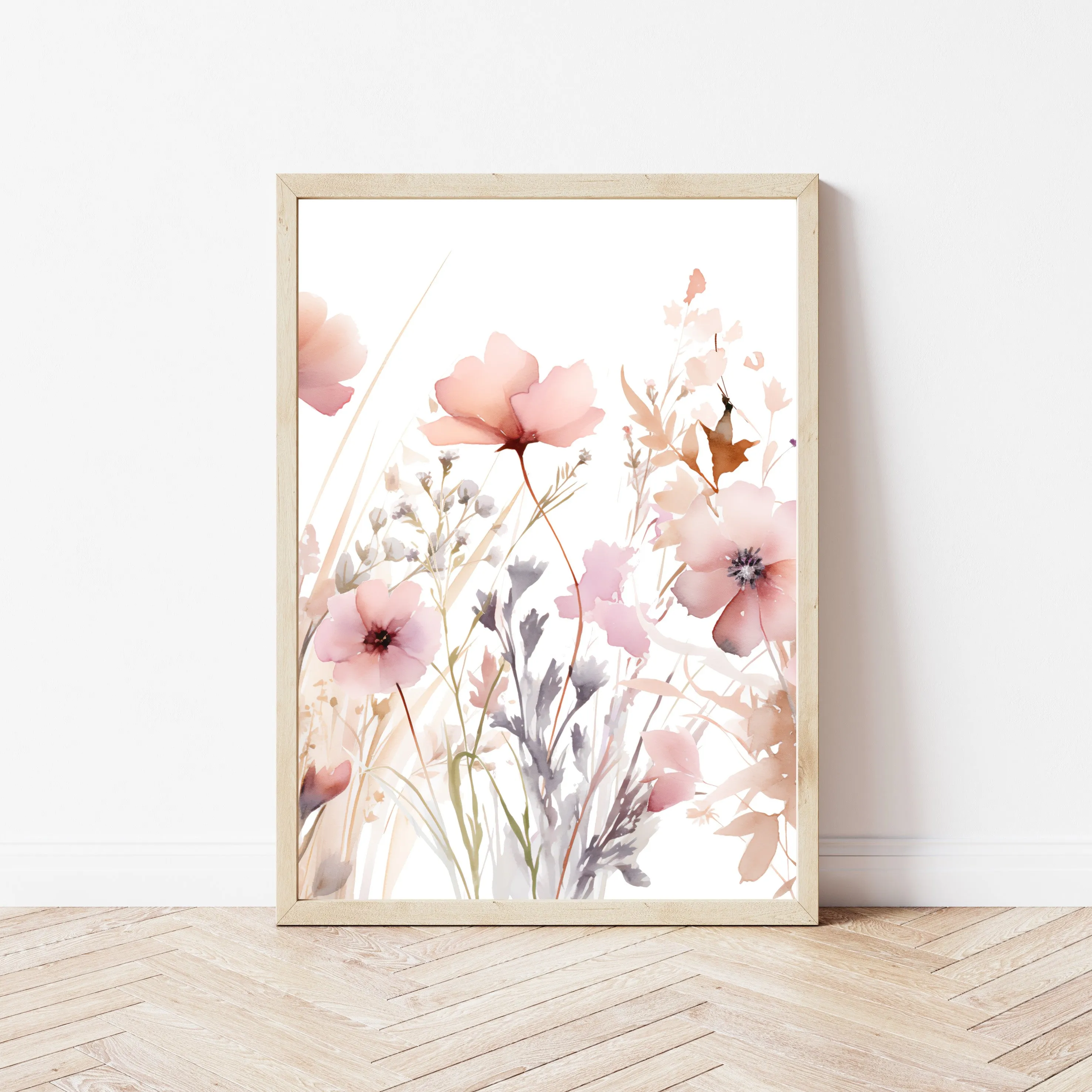 Pink Flowers Set of 3 Wall Art