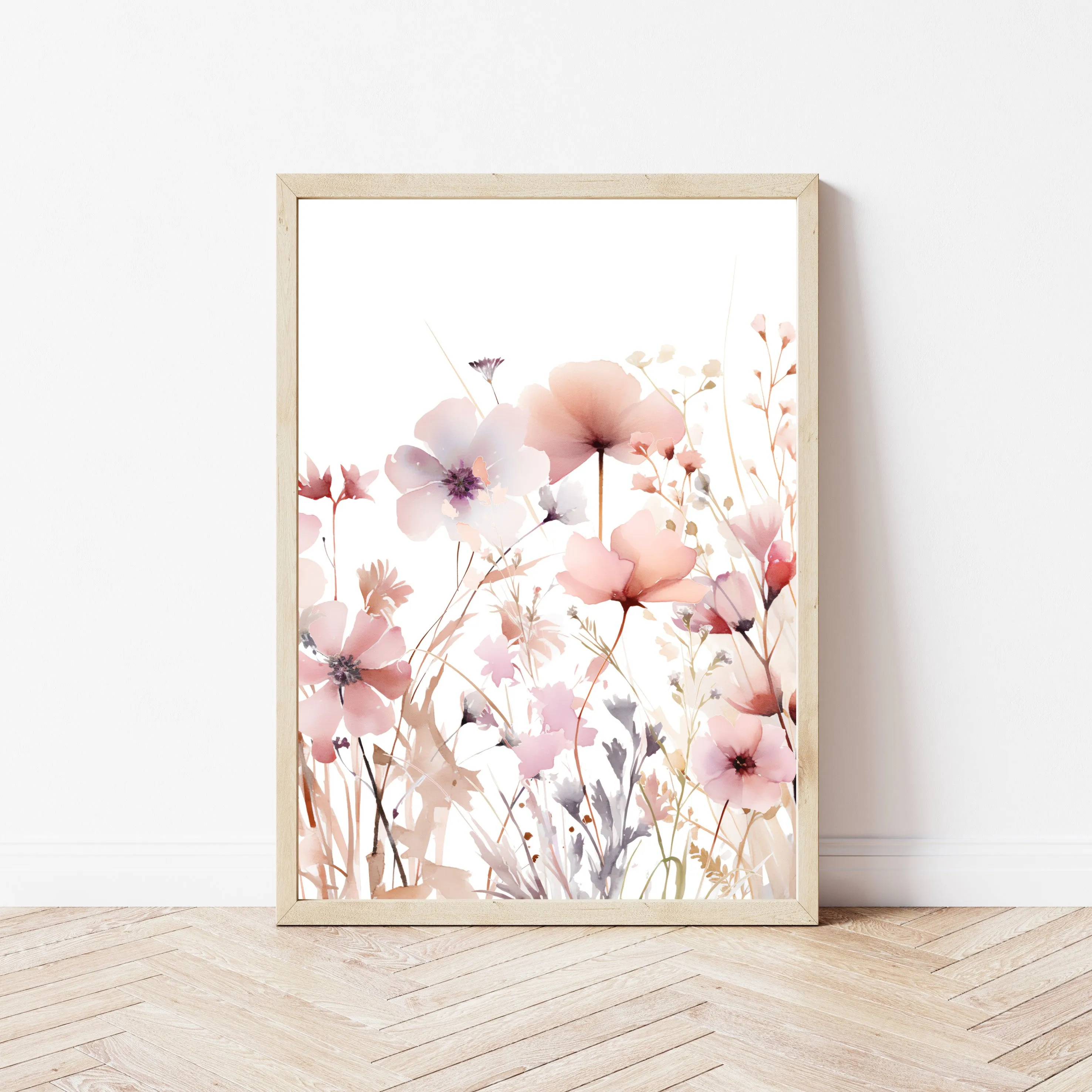 Pink Flowers Set of 3 Wall Art