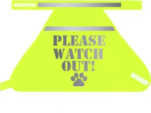 Please Watch Out High Visability Hi Vis Neon Yellow Safety Reflective Dog Vest for Night or High Traffic Areas (Medium)