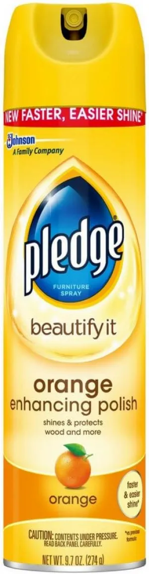 Pledge Beautify It Orange Enhancing Polish Spray - Removes Dust and Fingerprints. Provides Protective, Glossy Coating (1 Aerosol Spray), 9.7 oz
